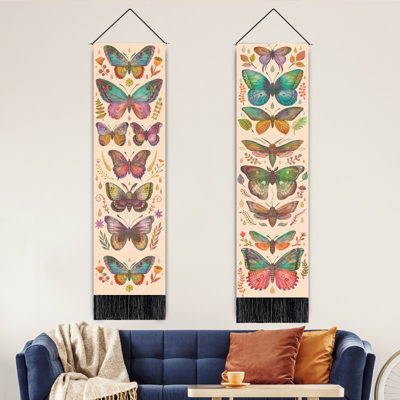 跨境新款蝴蝶 5D数码印花挂布艺术背景布挂毯装饰布艺挂画家居图片