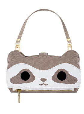 可爱浣熊适用iphone air/17promax/16e/15plus苹果14pro斜挎背带绳13/12/11镜子翻盖壳电话皮套XR钱包式SE3