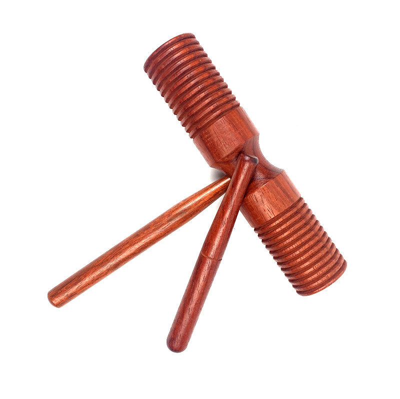 正品台湾进口奥尔夫打击乐器枣木双响筒 木质大号双音木鱼 乐团舞