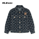 MLB儿童官方男女童潮奢复古摩登有型满印老花牛仔外套25秋冬新款