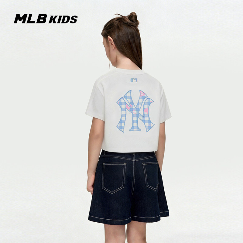 MLB儿童官方女童潮奢舒适简约圆领清爽透气爱心圆领T恤26春夏新款