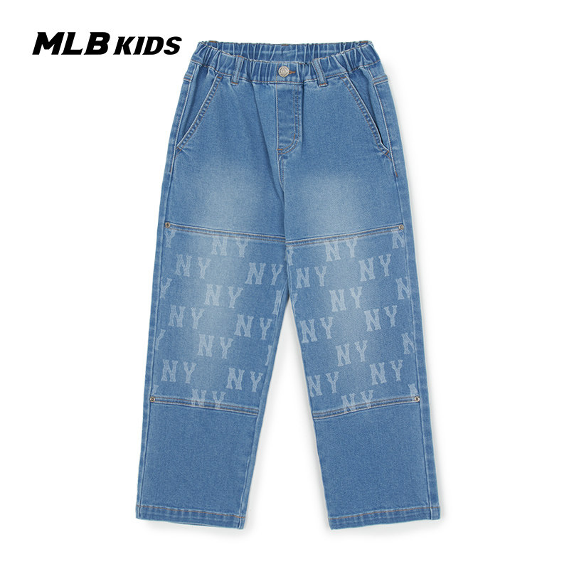 MLB儿童官方男女童潮奢出街宽松老花图案凉感牛仔裤26春季新款,童装/婴儿装/亲子装,儿童牛仔裤,淘宝优惠券,粉丝福利购,淘宝优惠卷