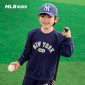 上衣春夏款 MLB儿童官方男女童经典 队标潮流圆领卫衣时髦长袖