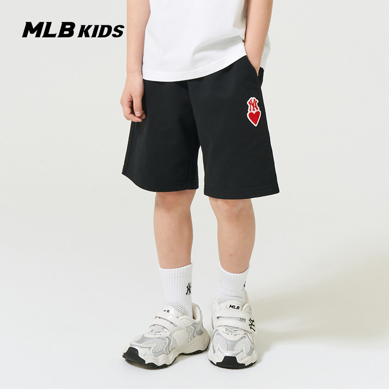 MLB儿童官方男女童立体感刺绣LOGO时髦纯色休闲短裤夏季款