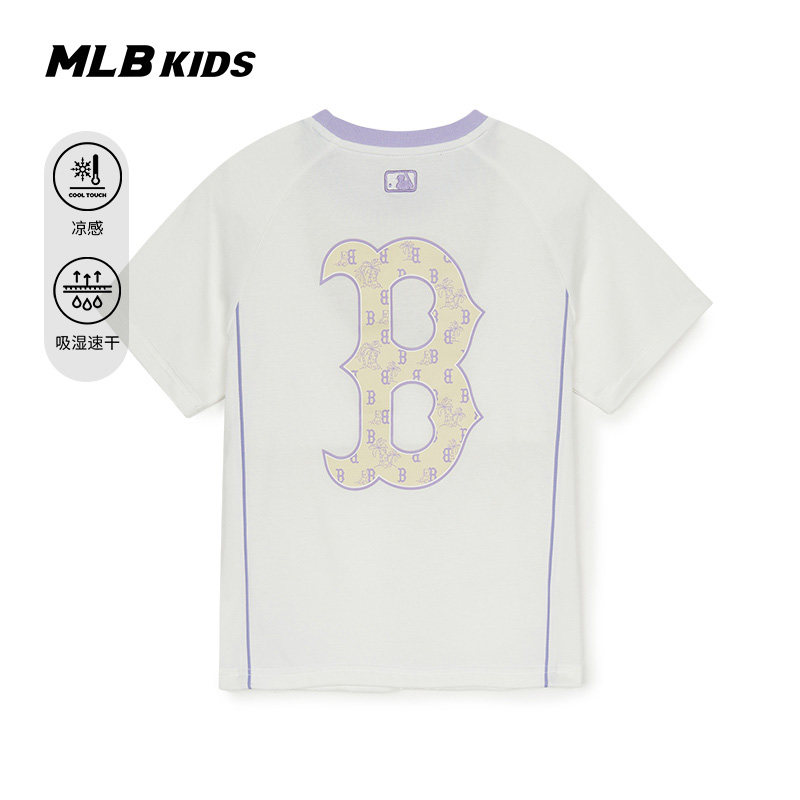 MLB儿童官方男女童潮流个性LOGO老花吸湿速干凉感T恤春季款