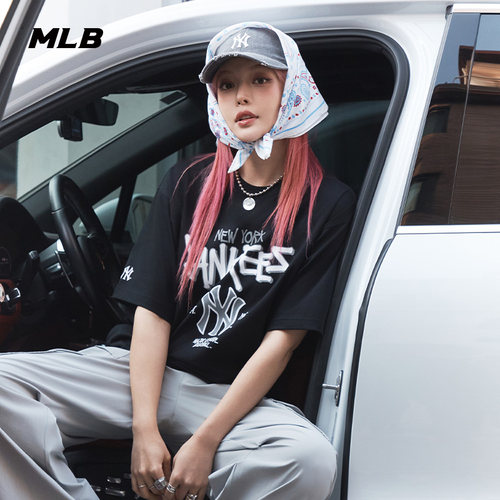 MLB官方男女情侣潮流印花短袖运动休闲T恤夏季款TSB05