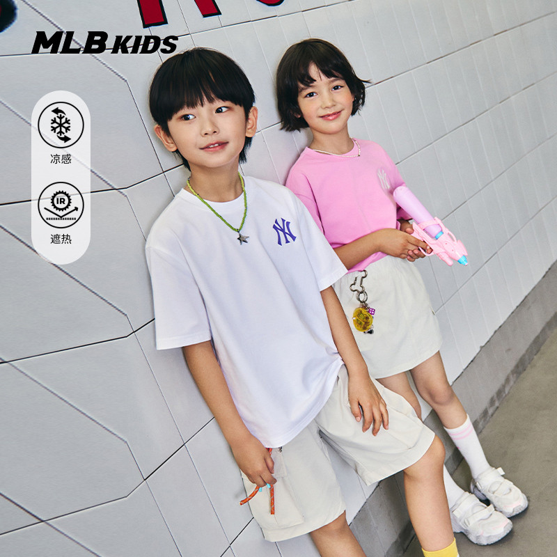 MLB儿童官方男女童凉感背标LOGO宽松圆领涂鸦背标T恤26春夏新款