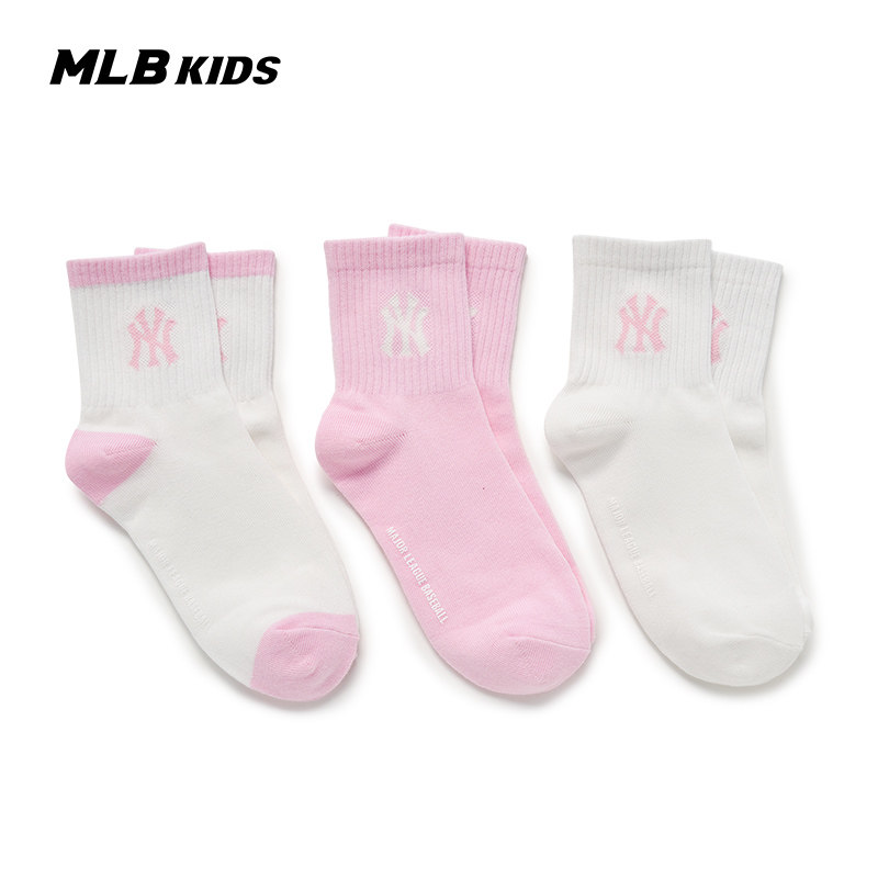 MLB儿童官方男女童吸睛LOGO点缀柔软经典队标短袜套装26春夏新款