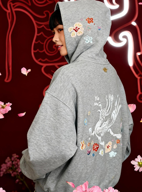 三星堆博物馆文创见古绘今青铜鸟抓绒帽衫旅游冬季保暖冬装穿搭