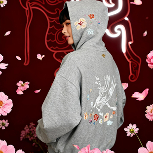 三星堆博物馆文创见古绘今青铜鸟抓绒帽衫旅游冬季保暖冬装穿搭