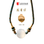 三星堆博物馆文创陶猪玉髓吊坠项链锁骨链手工编织绳中古风配饰