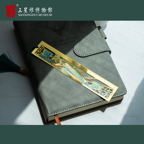 三星堆博物馆书签尺流苏黄铜