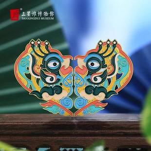 三星堆博物馆文创比翼同心磁吸凤鸟吉祥冰箱贴周边文创情侣纪念品