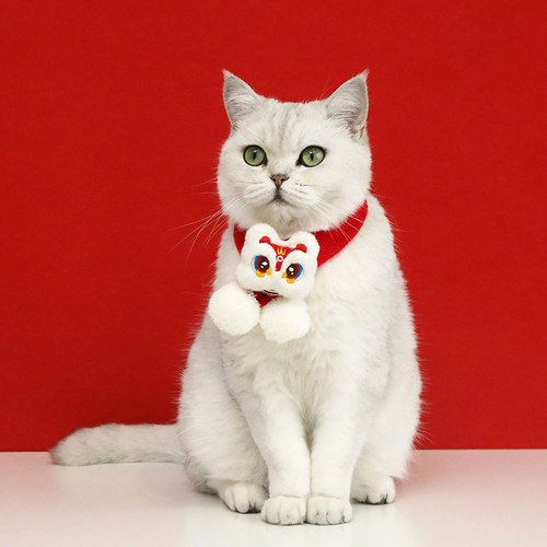 猫咪新年针织围脖狗狗过年围巾冬