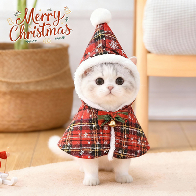 猫咪圣诞披风衣服冬装宠物