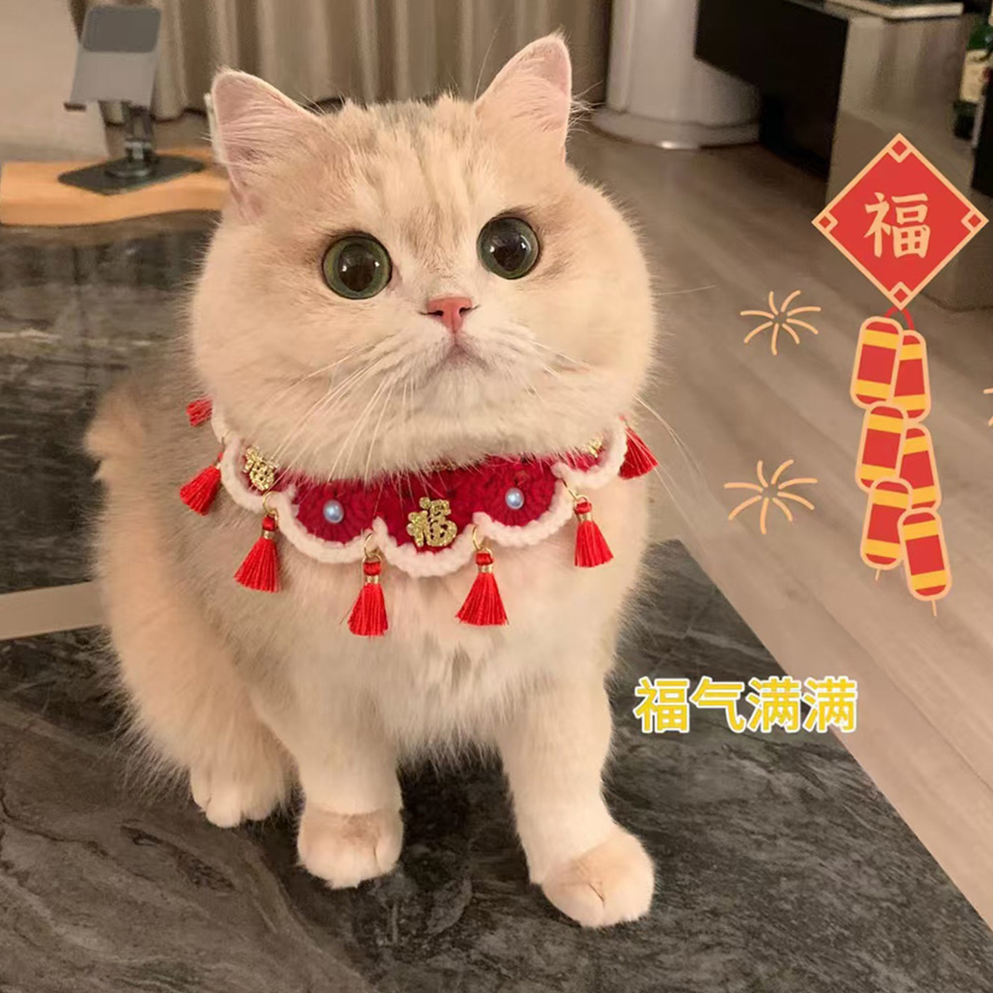 猫咪过年红色喜庆围脖宠物猫猫围兜衣服小配饰狗狗新年围巾装饰品