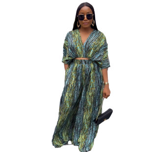 sets 女 fashion wear two suit women 大码 Large pieces print