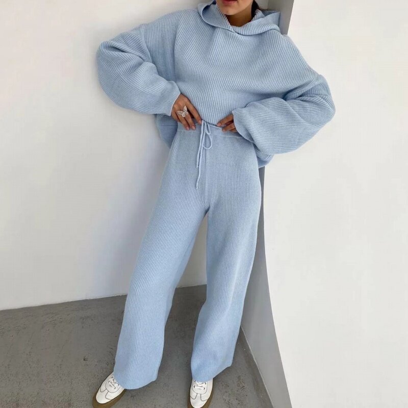 European and American autumn fashion hooded casual two-piece