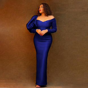 long new gown blue size big party dress Mother female Sexy