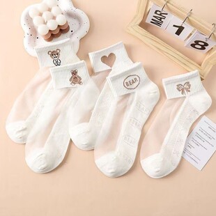 袜子女短袜夏季薄款玻璃丝袜冰丝透明绥靖袜耐磨勾丝棉底船袜潮