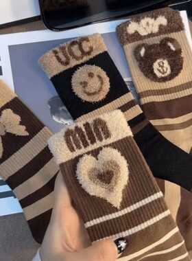 袜子女秋冬款ins长筒高颜值网红爆款高腰甜美可爱字母棉袜饰品袜