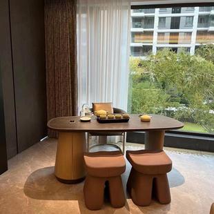 新中式茶桌2025新款高端阳台小型家用实木小茶台岩板胡桃木泡茶桌