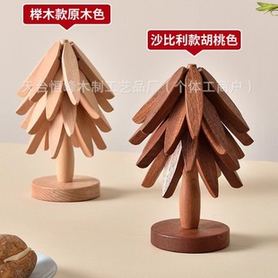 餐桌隔热垫一棵树家用耐高温木质防烫厨房碗垫砂锅垫创意实木摆件