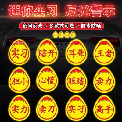搞笑大号实习车贴实习车贴磁吸新手女司机上路标志科三考八次反光