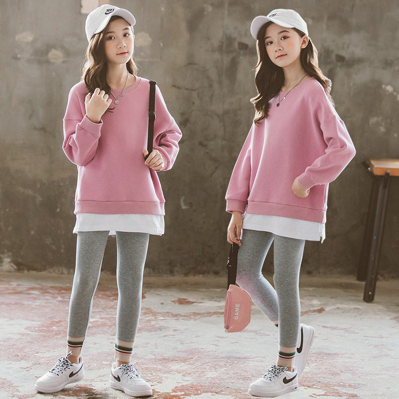 Girls suits autumn 2021 new pattern Easy leisure time Sweet lovely Sweater Korean Edition Leggings Two piece set Children's clothingin the Children/Baby/Family fitted , Set  category - from Buy2taobao.com to provide professional Taobao agent buy service