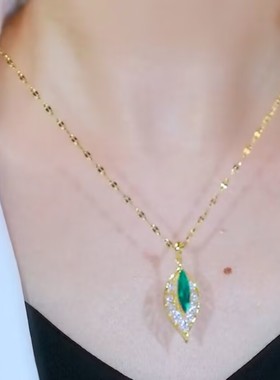 韩式金枝玉叶吊坠项链网红爆款轻奢气质百搭小众设计感饰品项链女