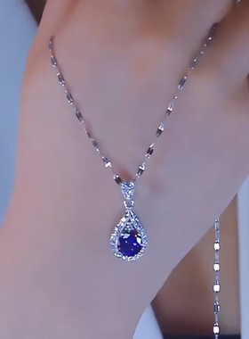 新款时尚紫色水滴项链