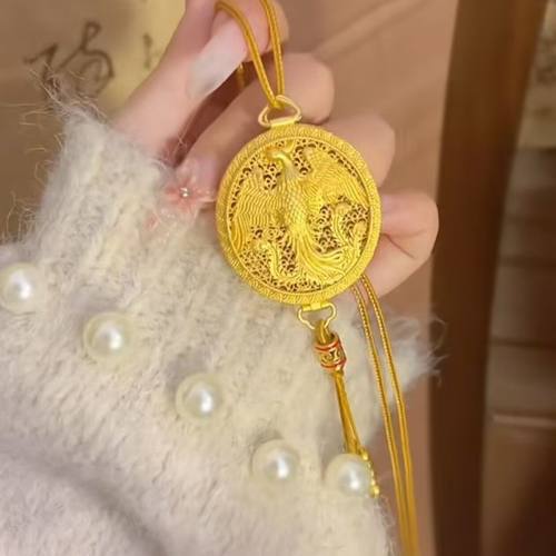 新中式金色凤凰于飞流苏项链