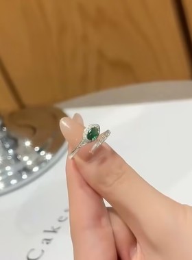 超闪锆石蛇形开口戒指女网红爆款小众高级感轻奢时尚百搭精美指环