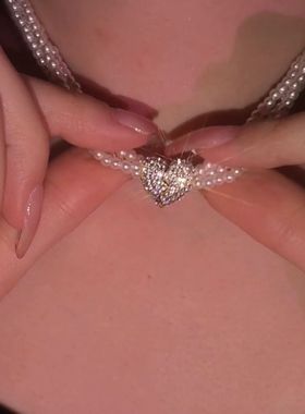 微镶爱心带钻项链女2022年新款