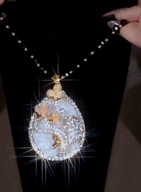 韩版镶钻水晶鱼花戏水吊坠毛衣链网红爆款时尚精致气质百搭项饰女