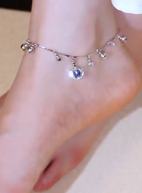 新款银色皇冠铃铛脚链
