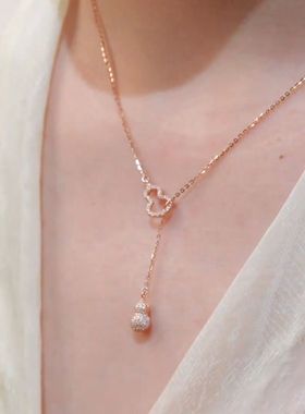 新中式镂空双葫芦流苏项链女网红爆款轻奢小众设计感精美项链女