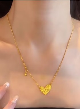 新款金色碎碎冰爱心转运珠项链