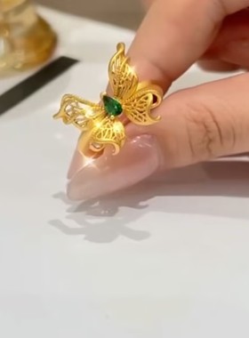 超仙金色蝴蝶戒指女网红爆款轻奢气质时尚小众设计高端大气戒指女