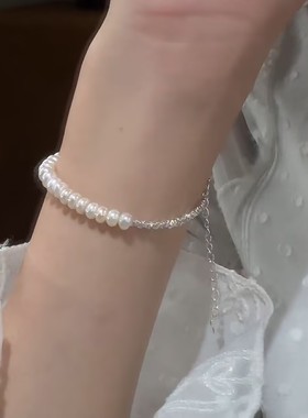 新款银色银子珠珠手串女网红爆款轻奢百搭小众设计感精美手串女