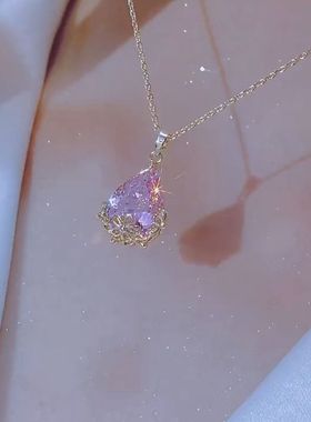 日韩钛钢水滴项链女吊坠潮网红百搭简约气质锁骨链颈链冷淡风配饰