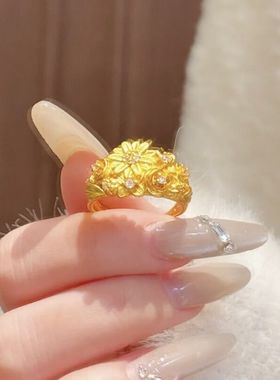 新中式金色繁花轻奢气质女戒