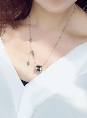 高级感黑色小蛮腰项链女网红爆款轻奢气质百搭小众设计感配饰项链
