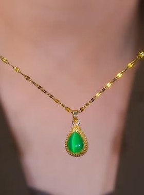 法式复古绿色榴莲项链女网红爆款轻奢气质百搭小众设计感精美项链