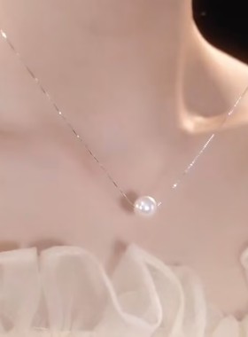 新款银色单颗珠珠项链