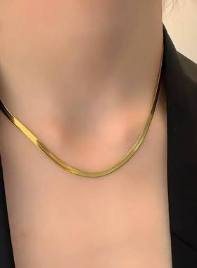 简约金色蛇骨链欧美风小众网红爆款轻奢气质高级感锁骨链2024新款