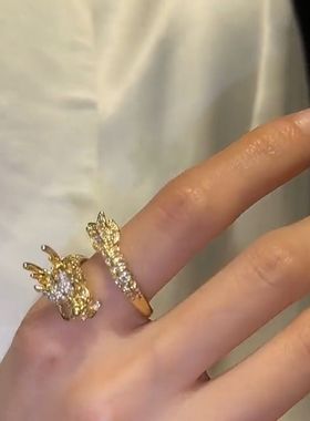 高级感神龙戒指女中国风开口可调节食指戒本命年爆款指环2024新款