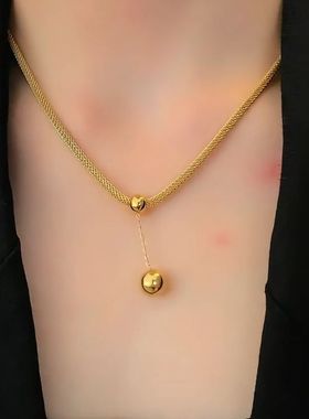 欧美夸张金色圆圈项链女网红爆款轻奢气质百搭小众设计感项链女