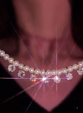 高级感珍珠项链女个性少女轻奢小众设计感颈链锁骨链2022年新款潮