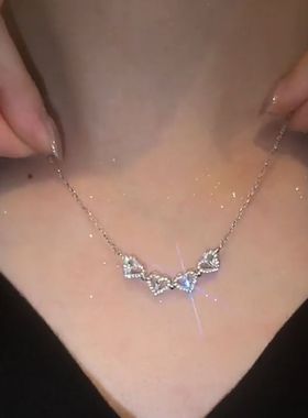 超闪幸运四叶草爱心项链轻奢小众设计感高级七夕礼物项链2024新款